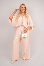 Load image into Gallery viewer, V-Neck Wide Sleeve Jumpsuit with Ring Front Detail
