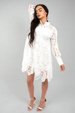 Load image into Gallery viewer, Button Up Lace Long Sleeve Mini Dress
