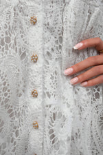 Load image into Gallery viewer, Button Up Lace Long Sleeve Mini Dress
