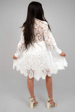 Load image into Gallery viewer, Button Up Lace Long Sleeve Mini Dress
