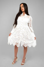 Load image into Gallery viewer, Button Up Lace Long Sleeve Mini Dress

