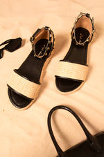 Load image into Gallery viewer, Studs Decorated Platform Strappy Sandals
