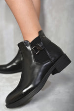 Load image into Gallery viewer, Low Block Heel Buckle Ankle Boots (Size 3)
