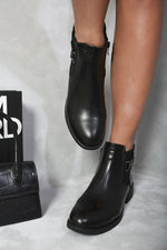 Load image into Gallery viewer, Low Block Heel Buckle Ankle Boots (Size 3)
