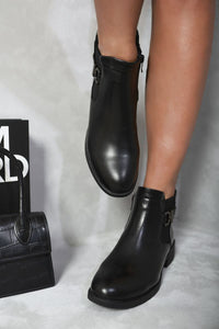 Low Block Heel Buckle Ankle Boots (Size 3)