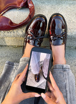 Load image into Gallery viewer, Bow Detail Flatform Slip On Loafer Shoes
