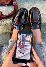 Load image into Gallery viewer, Bow Detail Flatform Slip On Loafer Shoes
