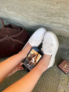 Bow Detail Flatform Slip On Loafer Shoes