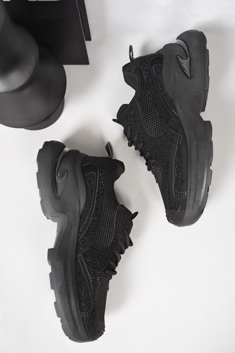 Chunky Mesh Trainers with Diamante Embellishment