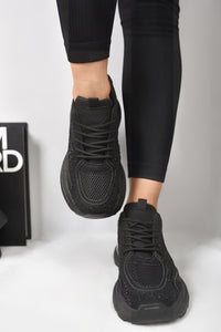 Chunky Mesh Trainers with Diamante Embellishment