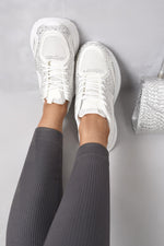 Load image into Gallery viewer, Chunky Mesh Trainers with Diamante Embellishment
