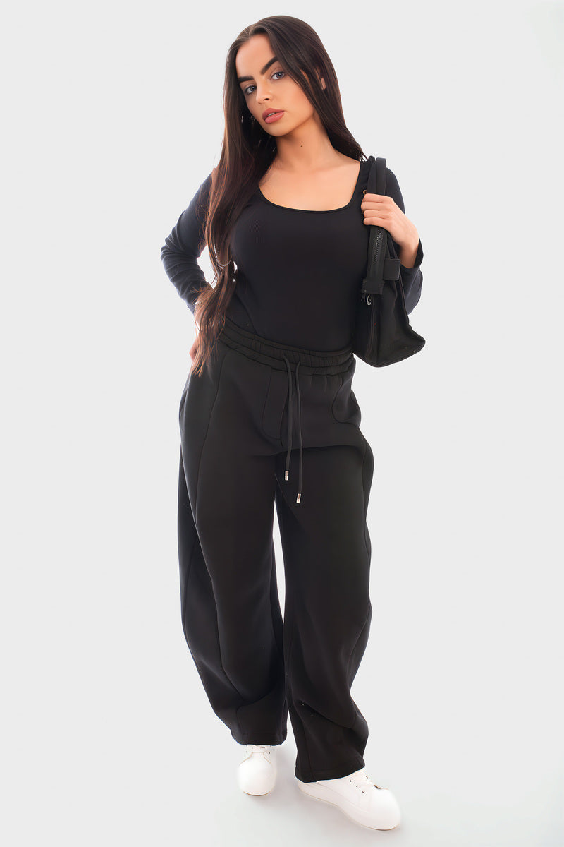 Drawstring Elastic Wide Leg Jogger