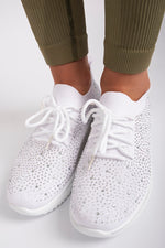 Load image into Gallery viewer, Crystal Embellished Knit Trainers
