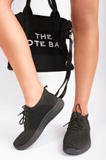Load image into Gallery viewer, Crystal Embellished Knit Trainers
