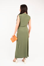 Load image into Gallery viewer, Sleeveless Drape Ring Detail Split Midi Dress

