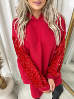 Load image into Gallery viewer, Oversized Sequin Sleeve Knitted Hoodie Jumper
