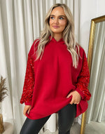 Load image into Gallery viewer, Oversized Sequin Sleeve Knitted Hoodie Jumper
