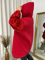 Load image into Gallery viewer, Oversized Sequin Sleeve Knitted Hoodie Jumper
