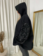 Load image into Gallery viewer, Oversized Sequin Sleeve Knitted Hoodie Jumper
