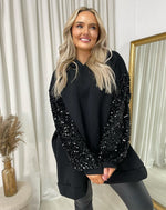 Load image into Gallery viewer, Oversized Sequin Sleeve Knitted Hoodie Jumper
