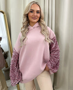 Load image into Gallery viewer, Oversized Sequin Sleeve Knitted Hoodie Jumper

