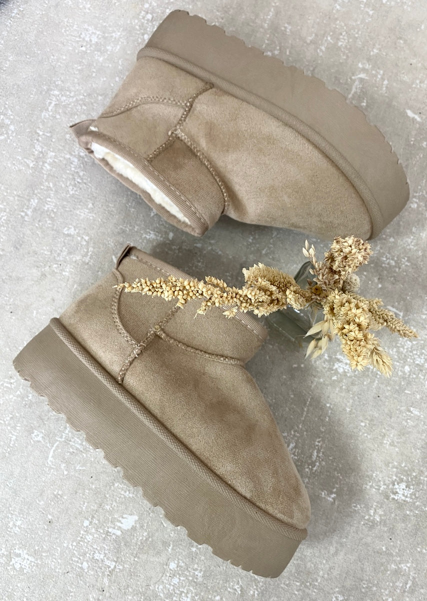Kid's Aztec Detail Low Ankle Platform Slipper Boots