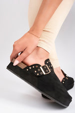 Load image into Gallery viewer, Studded Buckle Slip-On Sandals
