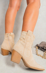 Load image into Gallery viewer, Suede Cowboy Ankle Length Boots
