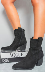 Load image into Gallery viewer, Suede Cowboy Ankle Length Boots
