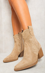 Load image into Gallery viewer, Suede Cowboy Ankle Length Boots
