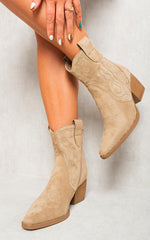 Load image into Gallery viewer, Suede Cowboy Ankle Length Boots
