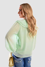 Load image into Gallery viewer, Ruffle Trim Front Long Sleeve Top
