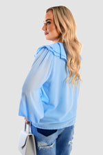 Load image into Gallery viewer, Ruffle Trim Front Long Sleeve Top

