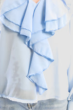 Load image into Gallery viewer, Ruffle Trim Front Long Sleeve Top

