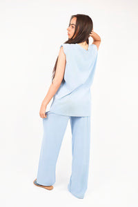 Sleeveless Relaxed Fit Top & Wide Leg Trouser Co-Ord Set