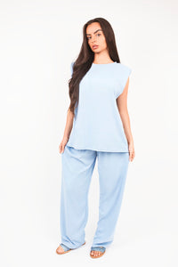 Sleeveless Relaxed Fit Top & Wide Leg Trouser Co-Ord Set