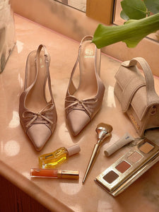 Sling Back Bow Knot Detail Pointed High Heels