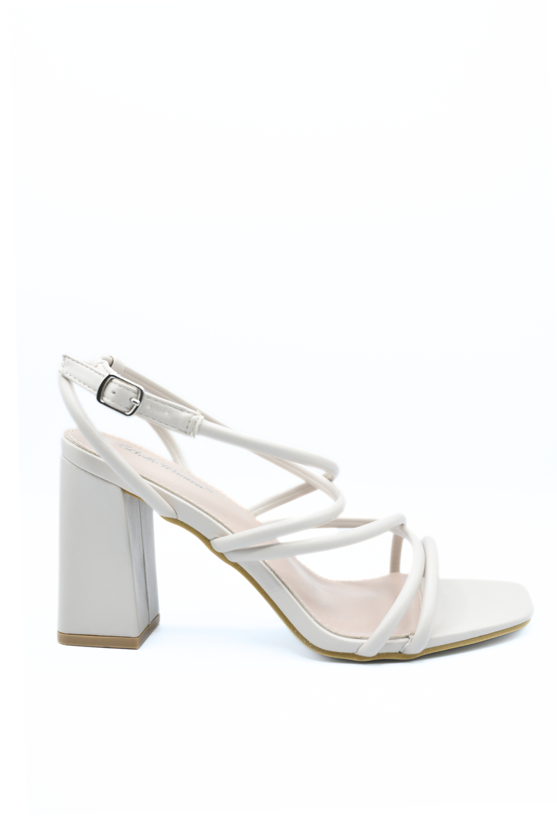 Strappy Buckle Block High Heels