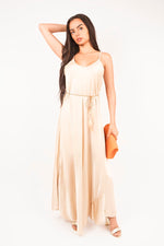 Load image into Gallery viewer, Strappy Maxi Dress with Feather Tie Waist
