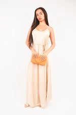 Load image into Gallery viewer, Strappy Maxi Dress with Feather Tie Waist
