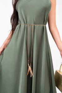 Strappy Maxi Dress with Feather Tie Waist