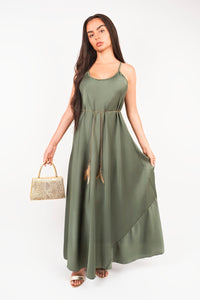 Strappy Maxi Dress with Feather Tie Waist