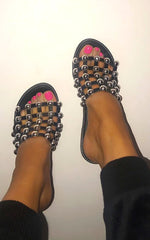 Load image into Gallery viewer, Studded Caged Open Toe Sandals
