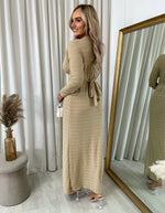 Load image into Gallery viewer, Glitter Twist Front Slit Maxi Dress
