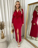 Load image into Gallery viewer, Glitter Twist Front Slit Maxi Dress
