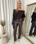 Load image into Gallery viewer, High Waisted Faux Leather Trouser
