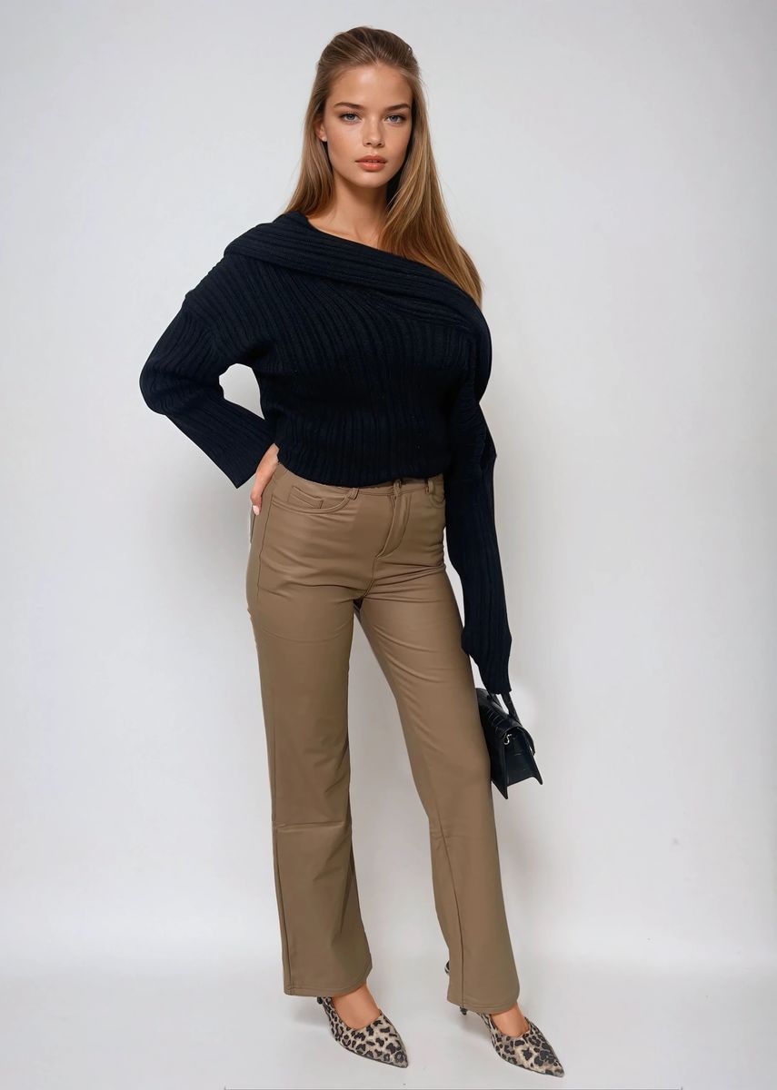 High Waisted Faux Leather Trouser