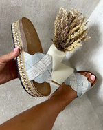 Load image into Gallery viewer, Embellished Strap Braided Chunky Platform Sandals
