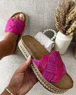 Load image into Gallery viewer, Embellished Strap Braided Chunky Platform Sandals
