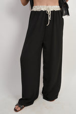 Load image into Gallery viewer, Drawstring Shiny Waist Wide Leg Trouser

